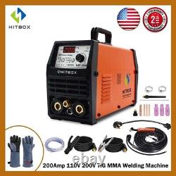 HITBOX TIG Welder 110V 220V Inverter 200Amp MMA TIG Gas Gasless Welding Machine