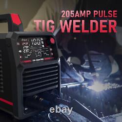 TIG Welder With Pulse 205Amp Large LED Display, STICK/DC TIG/PULSE TIG 3 In 1