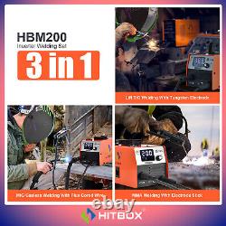 Translate this title in French: SOUDEUSE HITBOX 2IN1 MIG MMA/ARC DC 200Amp SANS GAZ IGBT 110V INVERTER MIG